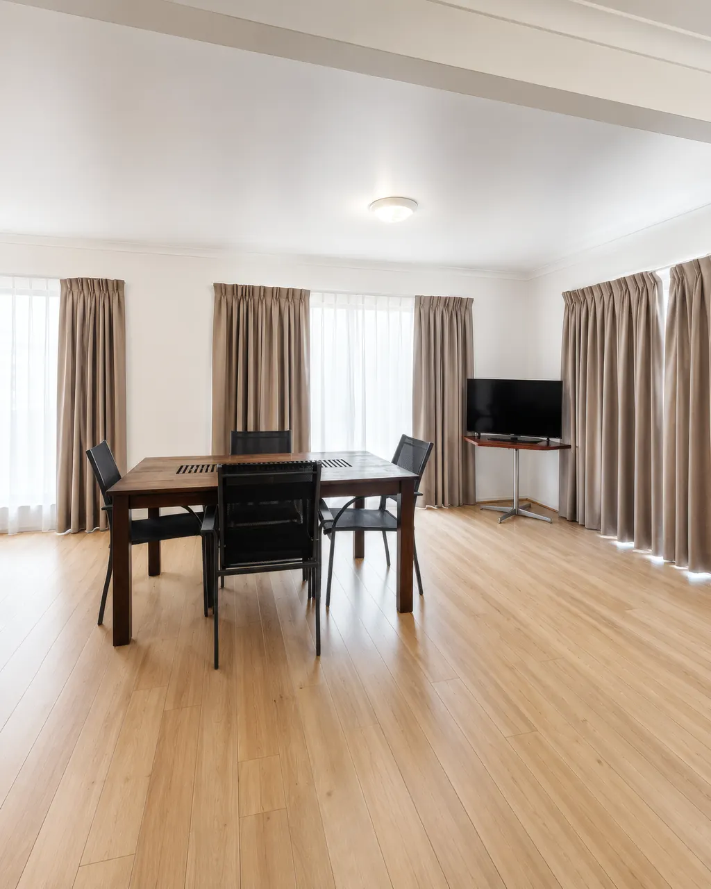 Family Room Apartment — dining and lounge with TV