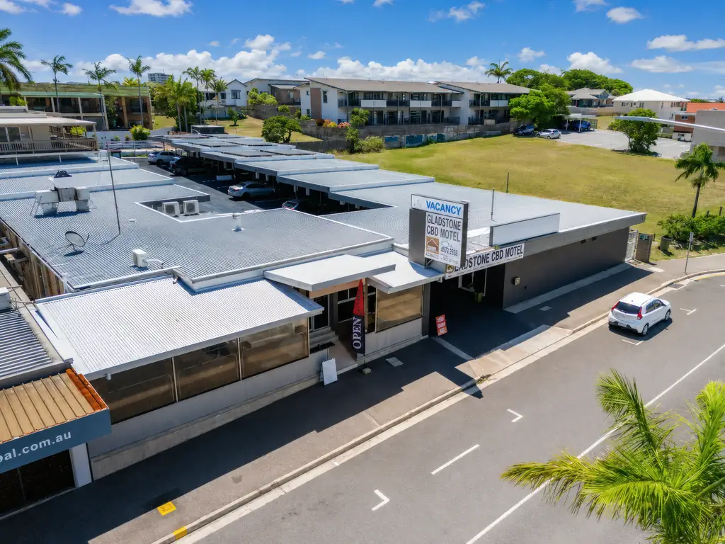 Aerial view of Gladstone CBD Motel on Goondoon Street